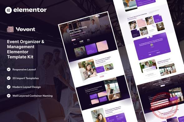 Vevent - Event Planner & Organizer Elementor Template Kit
