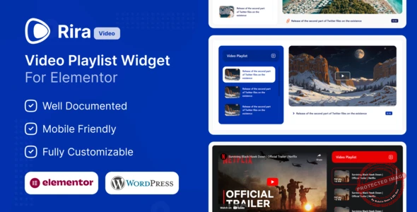 Rira Video – Elementor Video Playlist Widget