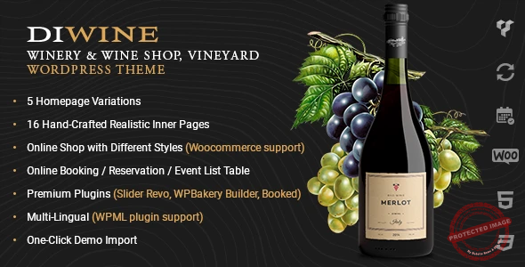 Diwine – Winery & Wine Shop, Vineyard WordPress Theme