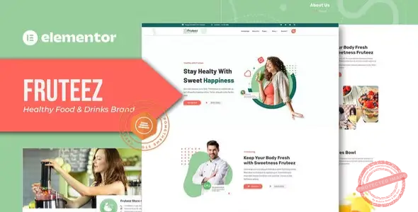 Fruteez – Healthy Food & Drinks Brand Elementor Template Kit