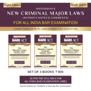 New Criminal Major Laws (Without Notes & Comments) For All India Bar Examination Set of 3 Books Latest 2025 Edition Bare Acts