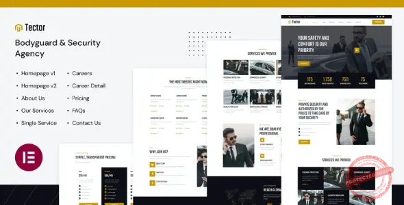 Tector Bodyguard & Security Agency Elementor Template Kit