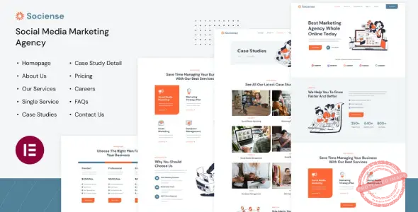 Socience Social Media Marketing Agency Elementor Template Kit