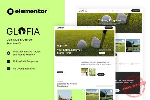 Glofia - Golf Club & Course Elementor Template Kit