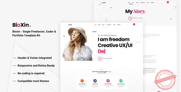 Bioxin – Single Freelancer CV & Portfolio Elementor Template Kit
