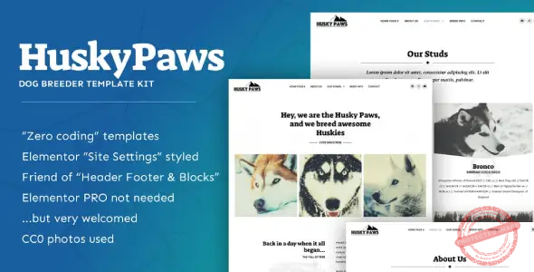 HuskyPaws – Dog Breeder Elementor Template Kit