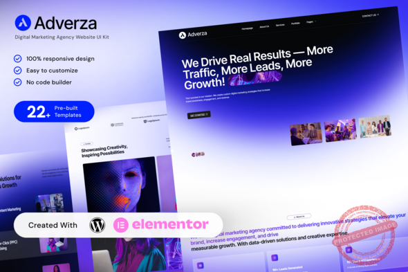 Adverza - Digital Marketing Agency Elementor Template Kit