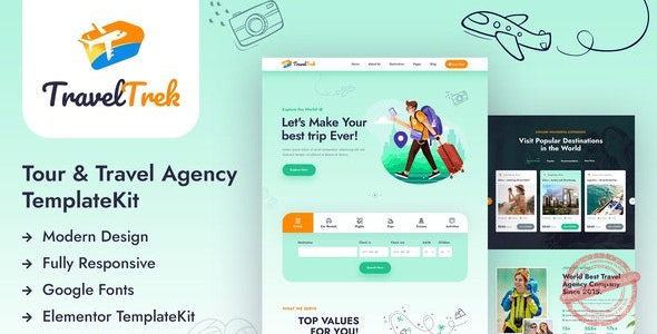Travel Trek - Tour and Travel Agency Elementor Template Kit