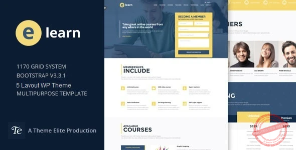 e-Learn – Onepage Bootstrap Education WordPress Theme
