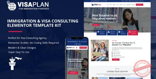 VisaPlan – Immigration & Visa Consulting Elementor Template Kit.